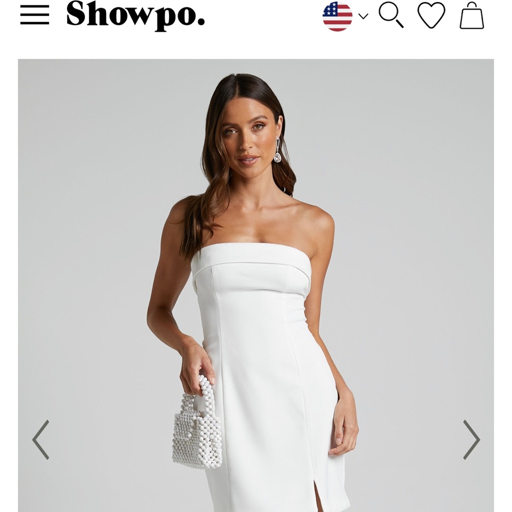 TRICIA MINI DRESS - STRAPLESS FOLDOVER NECKLINE DRESS IN WHITE